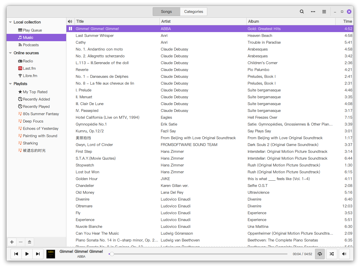 Rhythmbox 播放界面