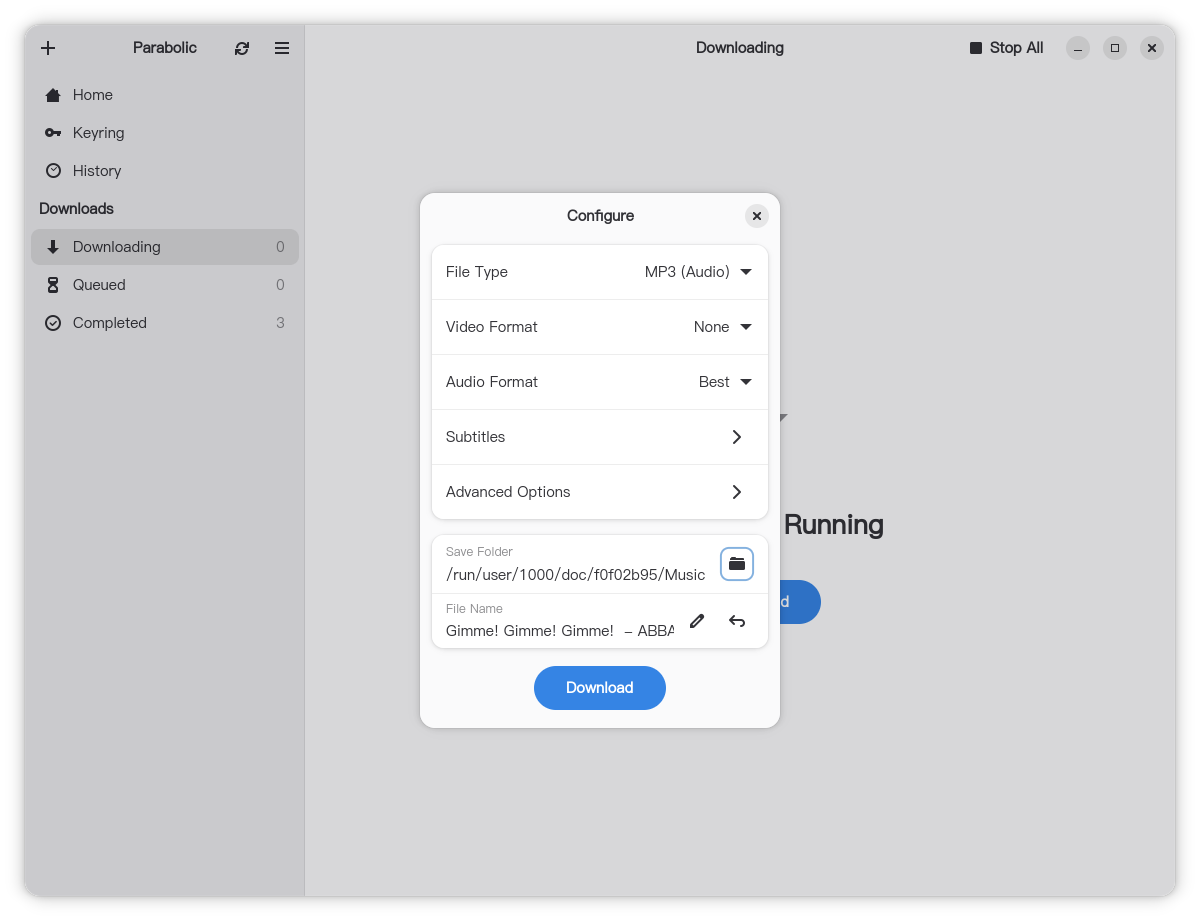 Parabolic 下载在线视频为音频