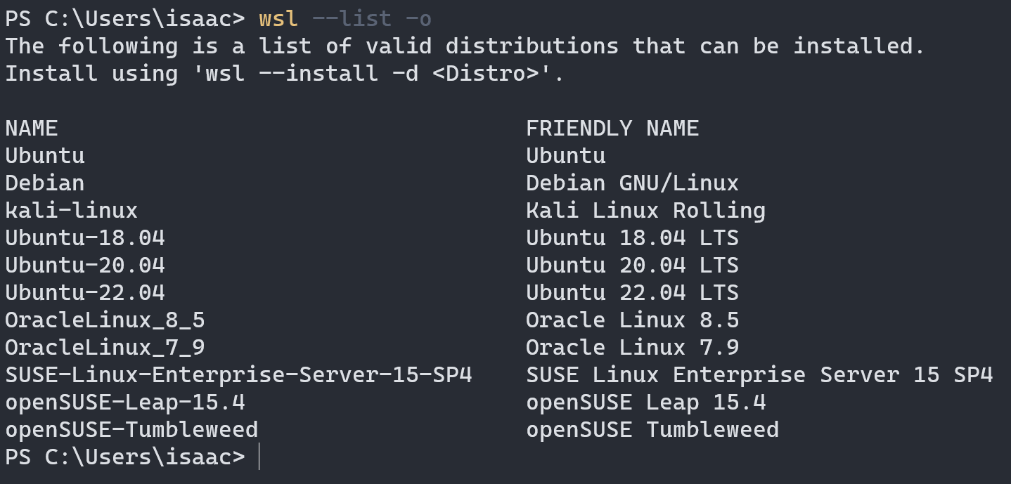 查看当前支持的发行版本