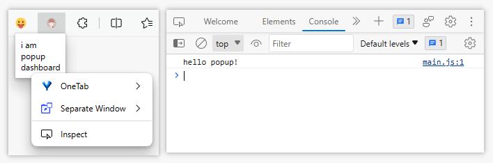 操作 `右键` > `inspect`，则呼起调试页面