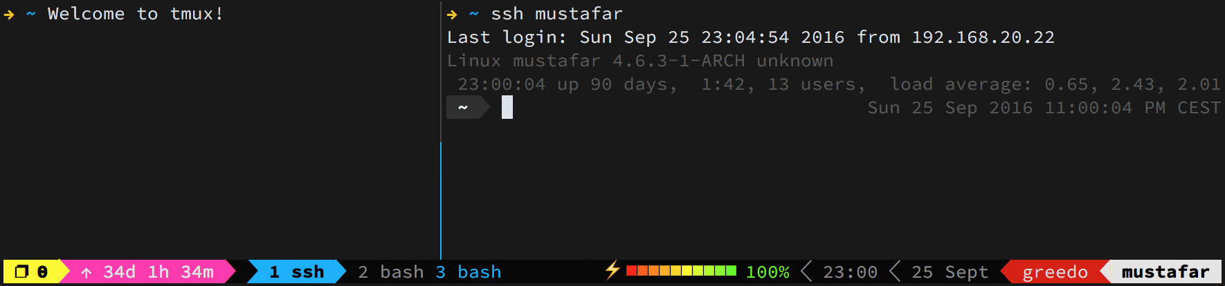 oh-my-tmux 对 tmux 进行美化
