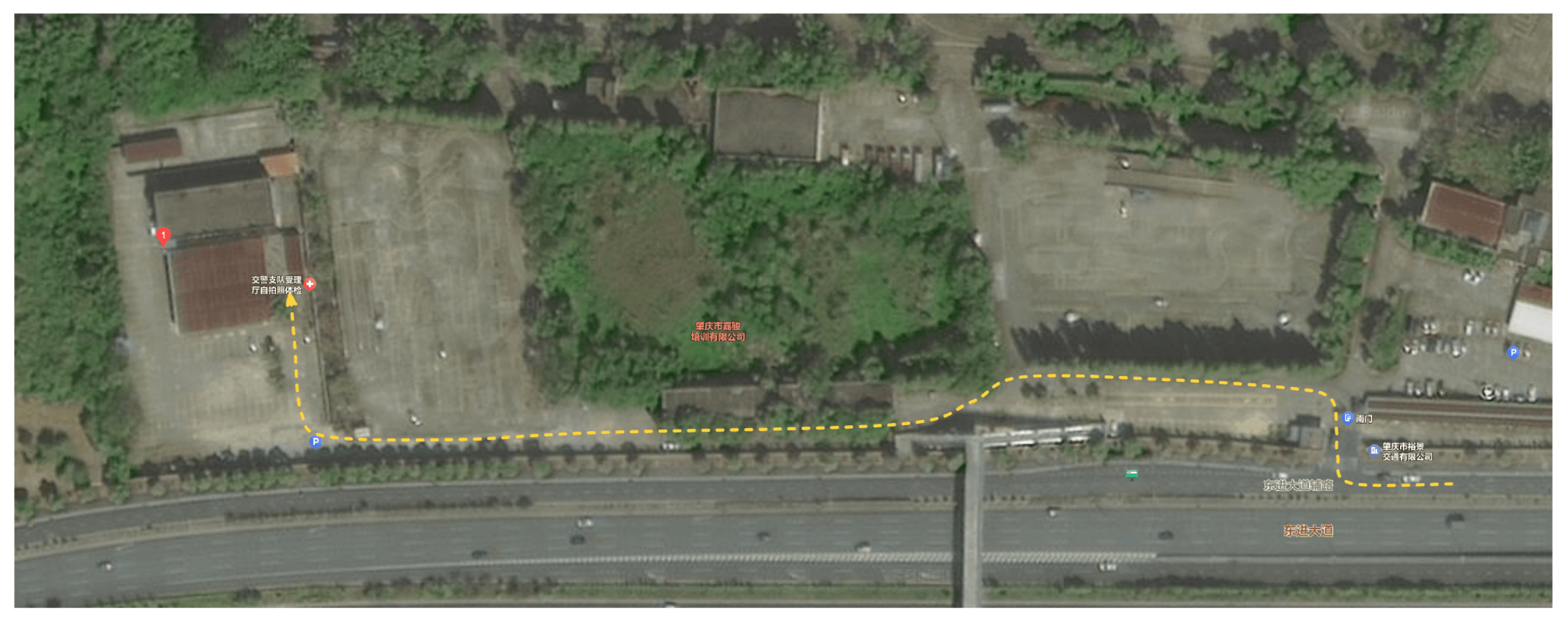 图 1, 民乐桥报名点路线